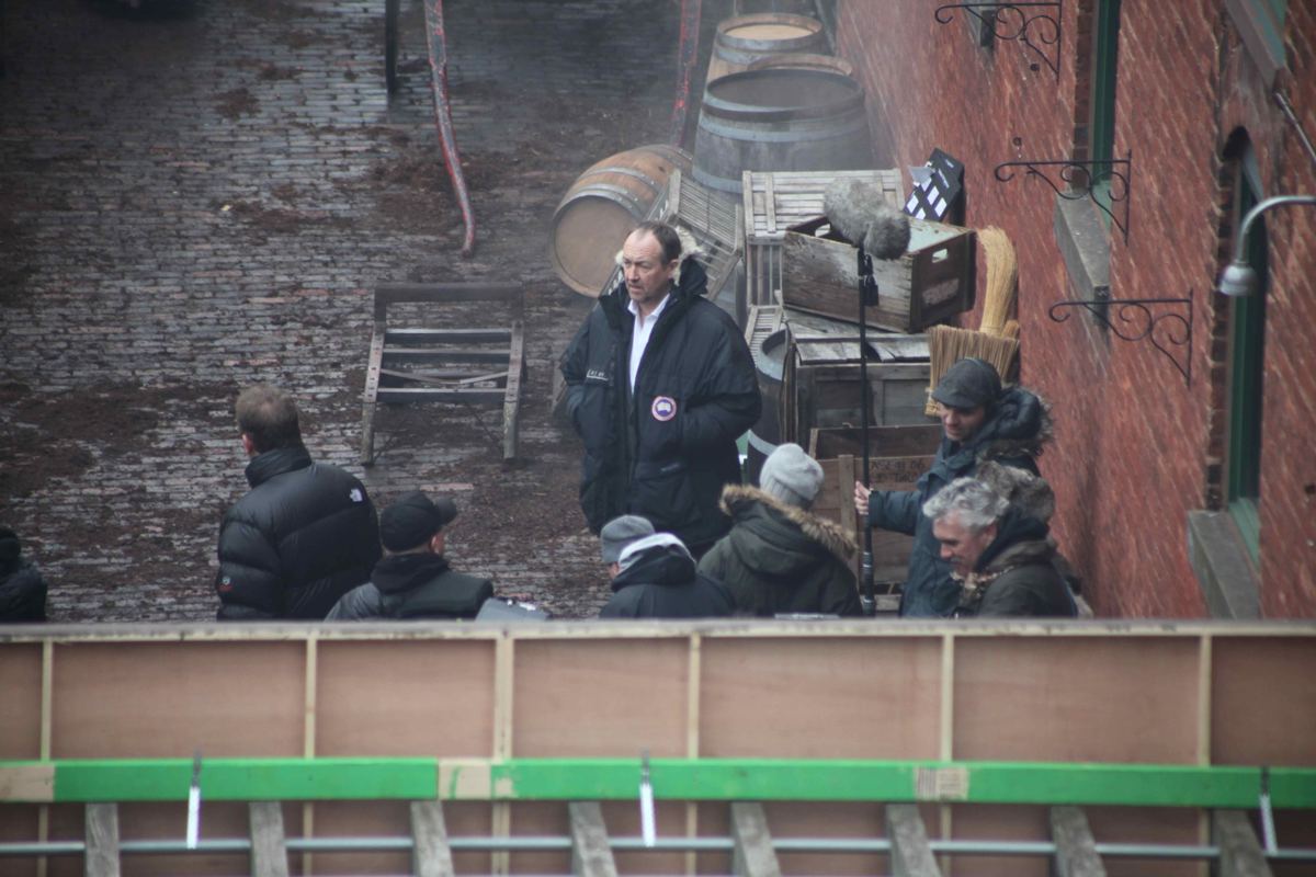 Crew filming an outdoor scene